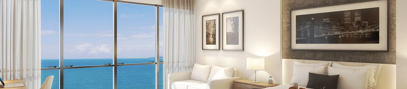 Luxury hotel room with a sea view